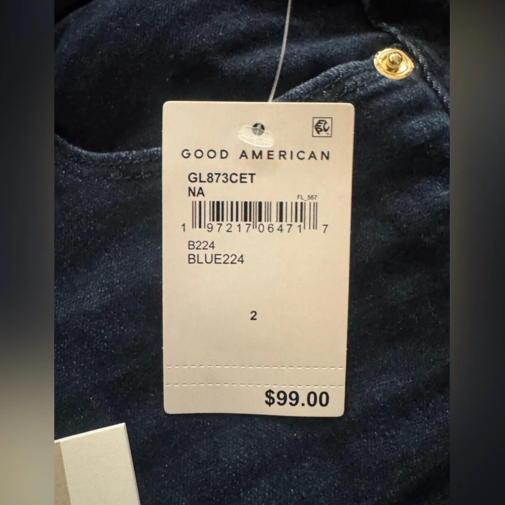 NWT Good American Good Legs Jeans dark Blue size‎ 26 2 28” inseam